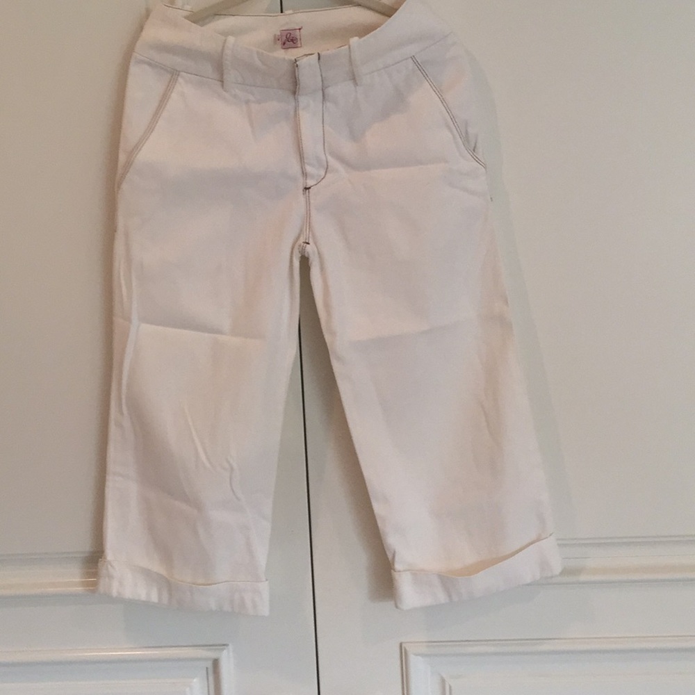Wide cropped leg white chino pants